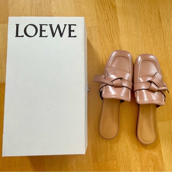 NEW LOEWE Gate Leather Flat Mules pink/dark blush/nude colour - Picture 2 of 7